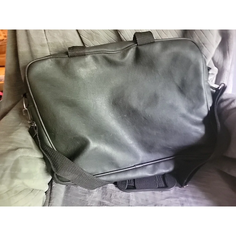 A. FOMENI Leather Briefcase  Black Messenger Work‎ Bag